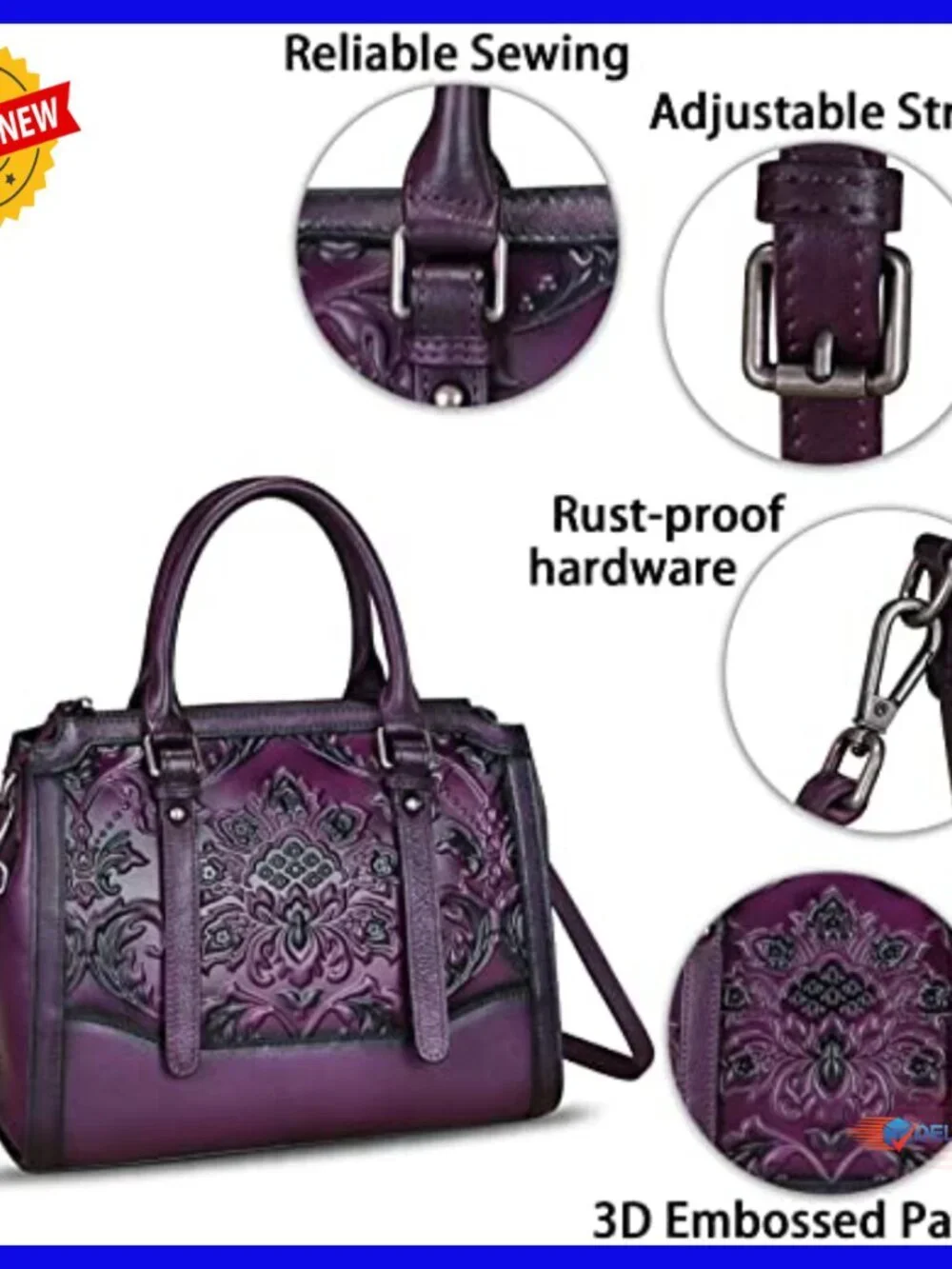 Genuine Leather Satchel Hobo Bag Crossbody Top Handle Purse Medium
